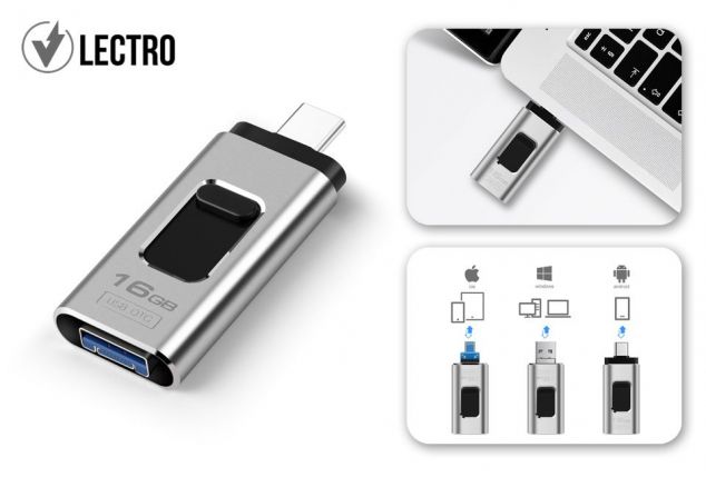 spanning moed Kent 4-in-1 USB-stick voor smartphone, tablet en laptop - Outspot