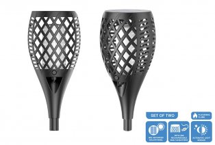 Set van twee LED-fakkels op zonne-energie voor in de tuin — 3