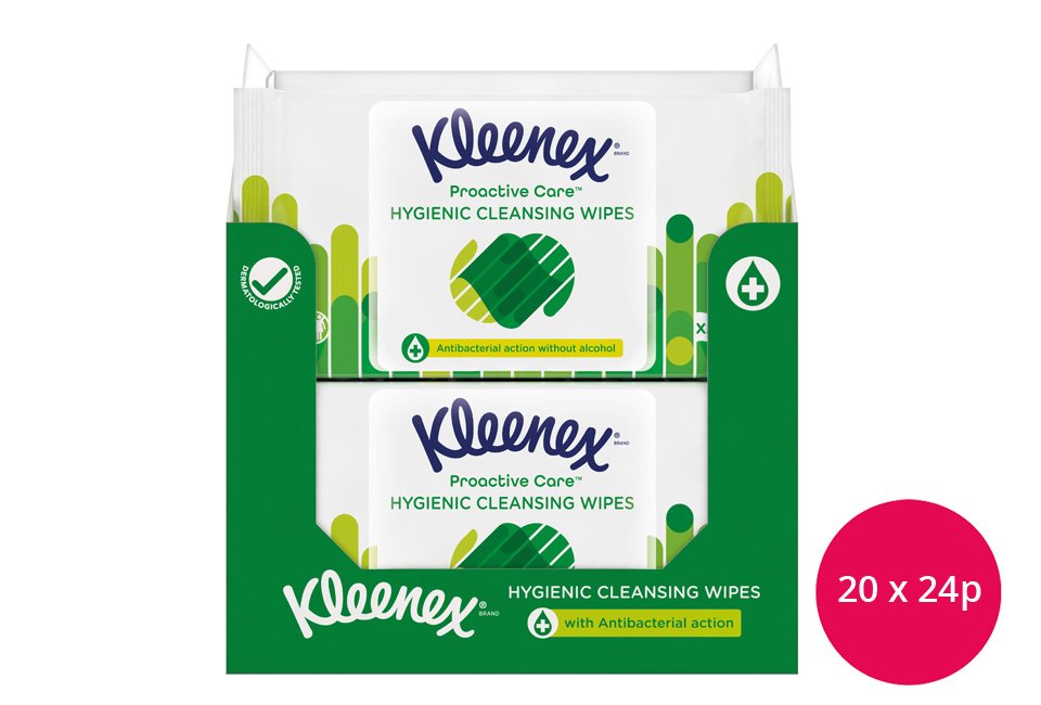 Lingette mains proactive KLEENEX : le paquet de 24 lingettes à