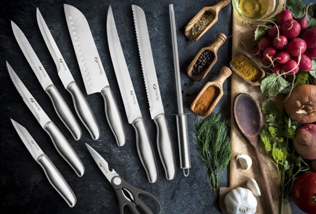 Set Cuchillos Cocina Profesional Acero Inoxidable 9 piezas