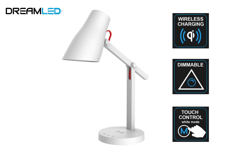 Lampada da tavolo LED multiuso con stazione di ricarica wireless