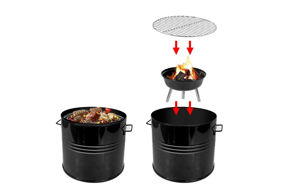 XL barrel houtskoolbarbecue verstelbaar in hoogte