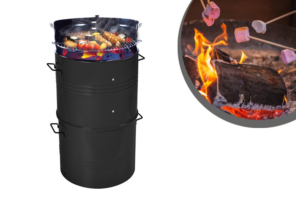 XL barrel houtskoolbarbecue verstelbaar in hoogte