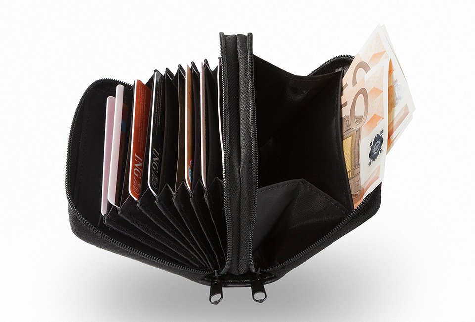 Compacte portefeuille voor bank- en klantenkaarten