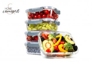 5 contenitori per alimenti in vetro con coperchio