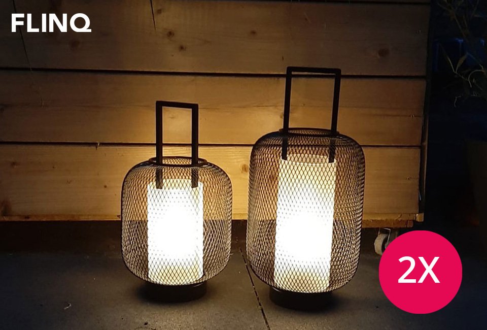Lot de 2 lanternes LED tendance avec minuteur