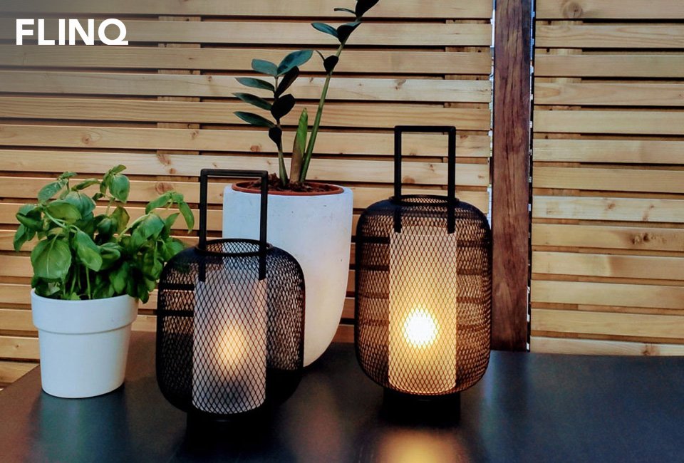 Lot de 2 lanternes LED tendance avec minuteur