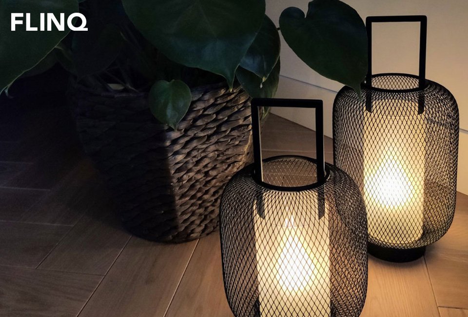 Lot de 2 lanternes LED tendance avec minuteur