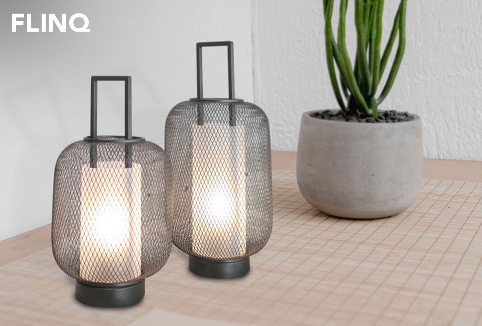 Lot de 2 lanternes LED tendance avec minuteur