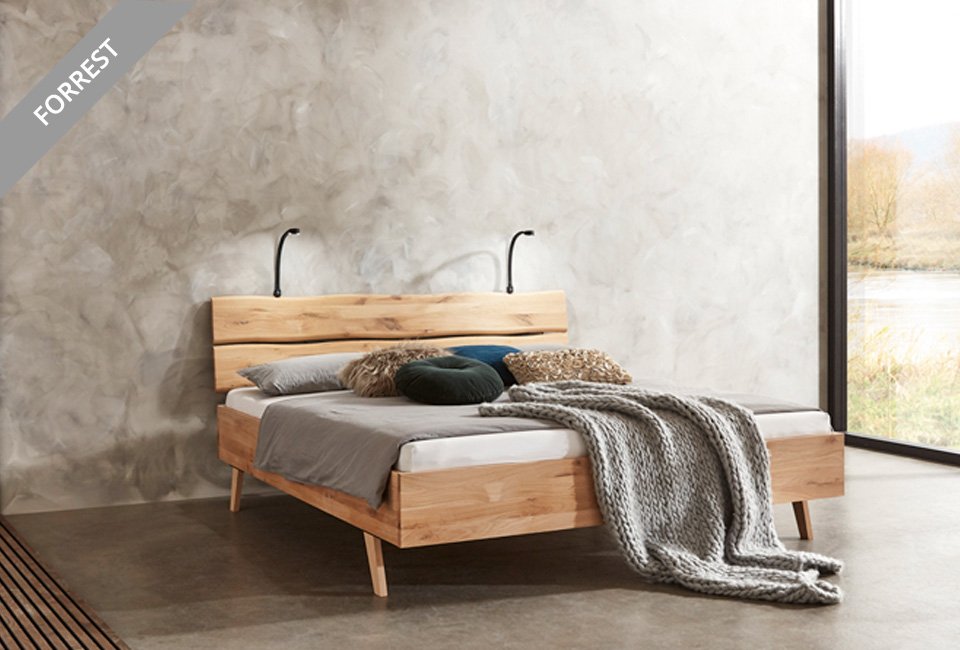 Eikenhouten bedframe met lattenbodem en optionele pocketveermatras