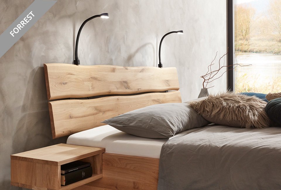Eikenhouten bedframe met lattenbodem en optionele pocketveermatras