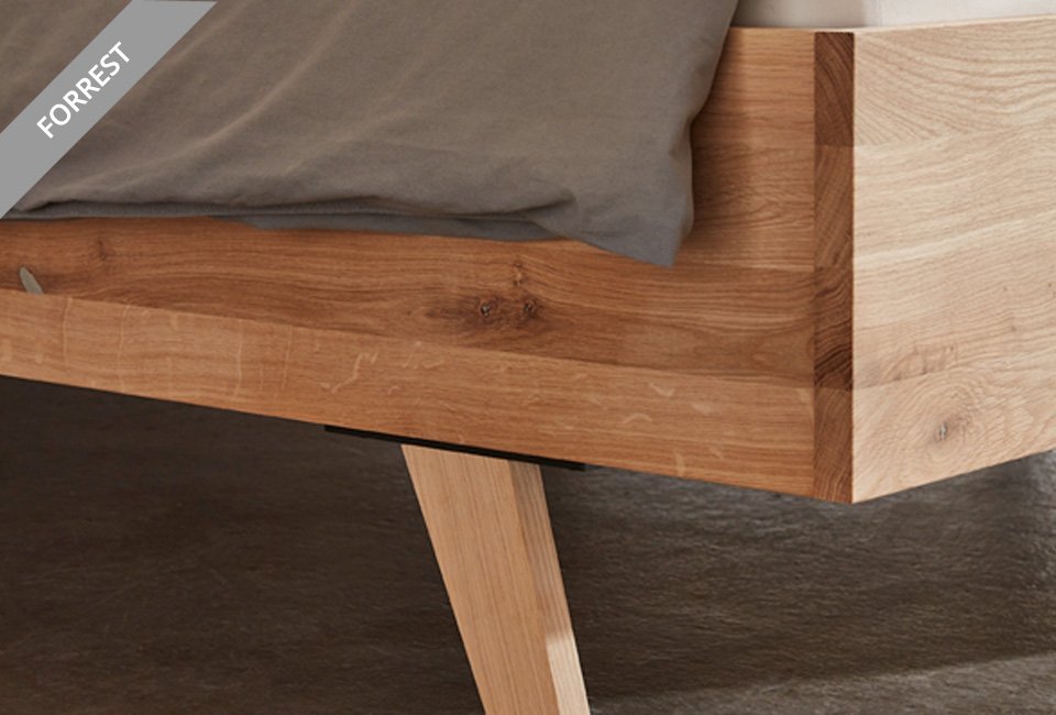 Eikenhouten bedframe met lattenbodem en optionele pocketveermatras