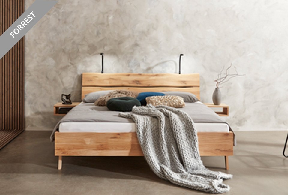 Eikenhouten bedframe met lattenbodem en optionele pocketveermatras