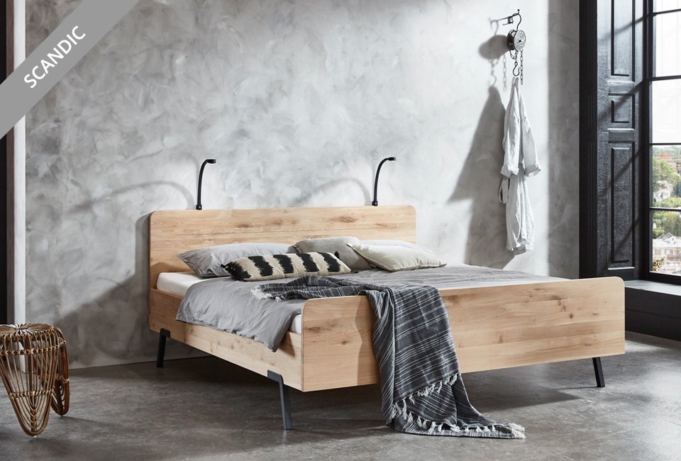 Eikenhouten bedframe met lattenbodem en optionele pocketveermatras