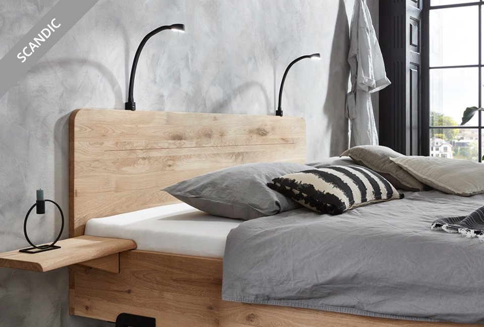 Eikenhouten bedframe met lattenbodem en optionele pocketveermatras
