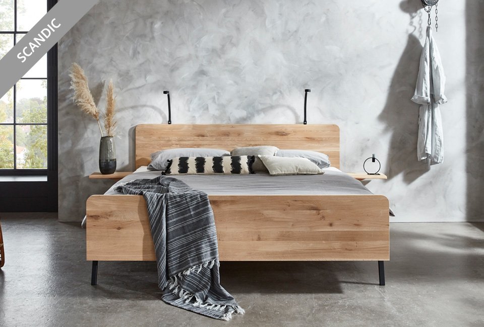 Eikenhouten bedframe met lattenbodem en optionele pocketveermatras