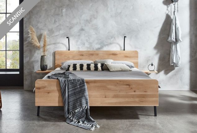 Eikenhouten bedframe met lattenbodem en optionele pocketveermatras