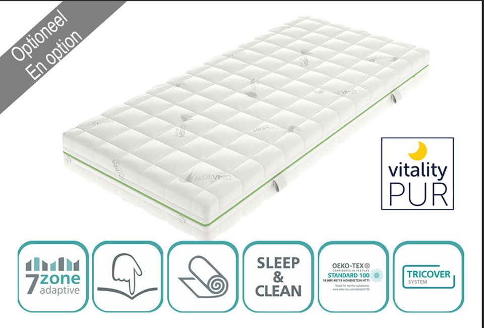 Eikenhouten bedframe met lattenbodem en optionele pocketveermatras