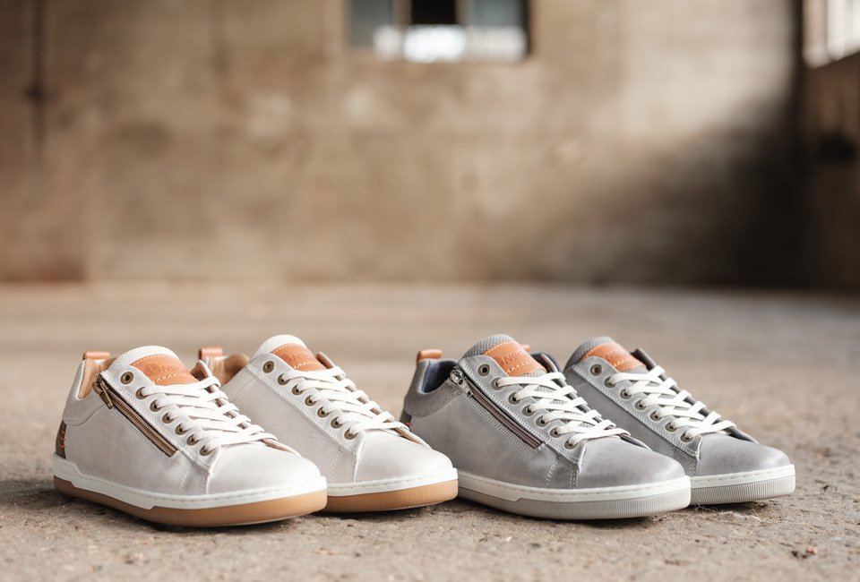 Sportieve lederen sneakers voor mannen met rits