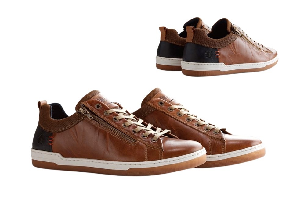Sportieve lederen sneakers voor mannen met rits