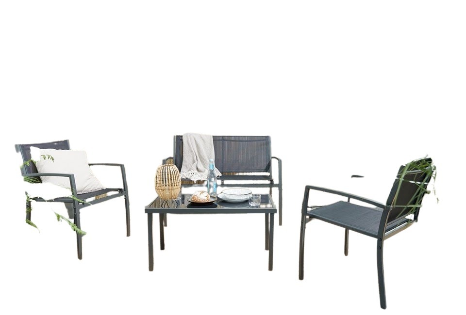 Tuinset met dubbele zitbank, 2 stoelen en een tafel
