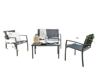 Tuinset met dubbele zitbank, 2 stoelen en een tafel — 6