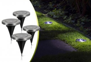 Set da 4 picchetti LED da giardino a energia solare