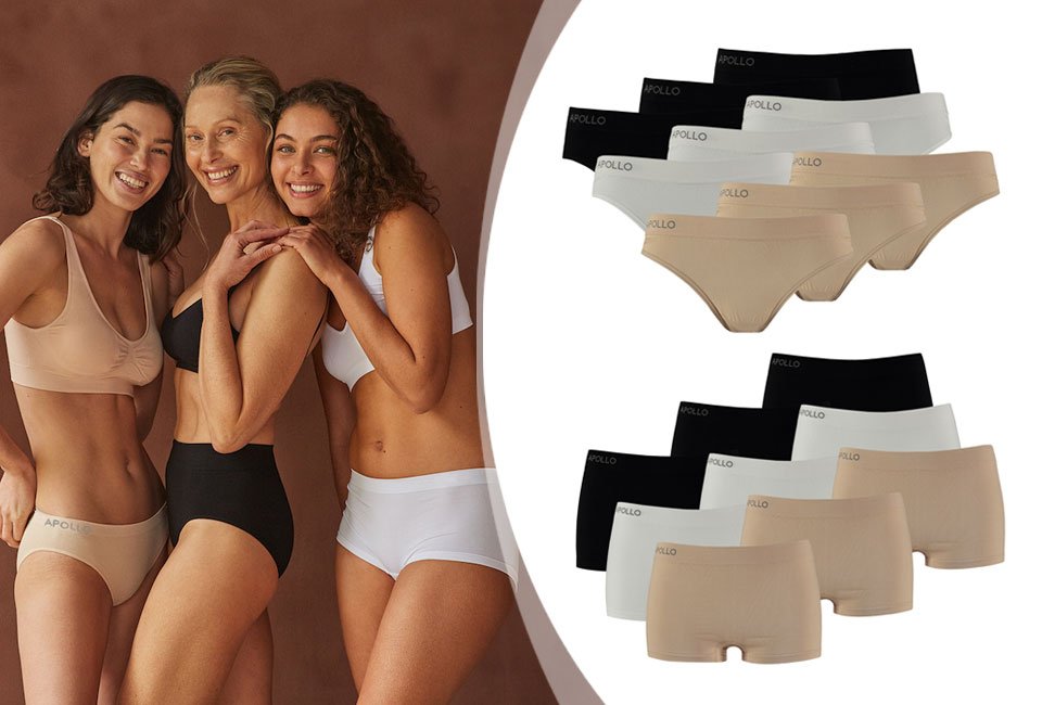 6-er Packung nahtloser Slips oder Hipster für Damen