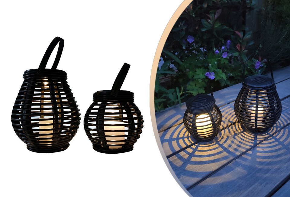 Set of two atmospheric LED lanterns