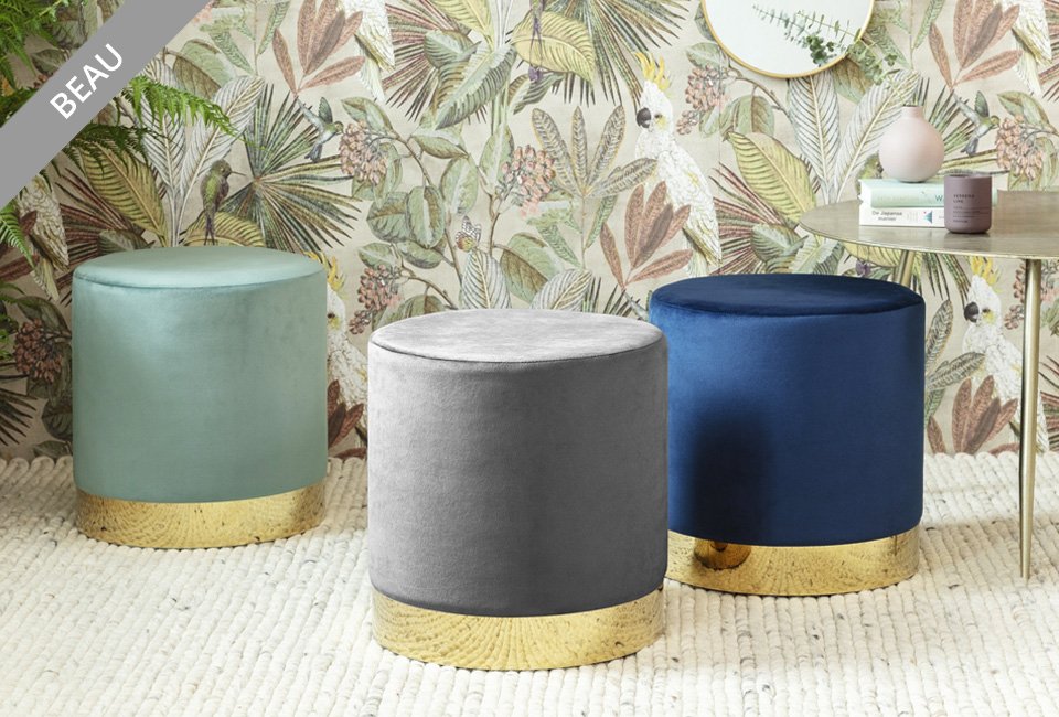 Élégant pouf en velours Lifa Living, en différentes tailles et couleurs