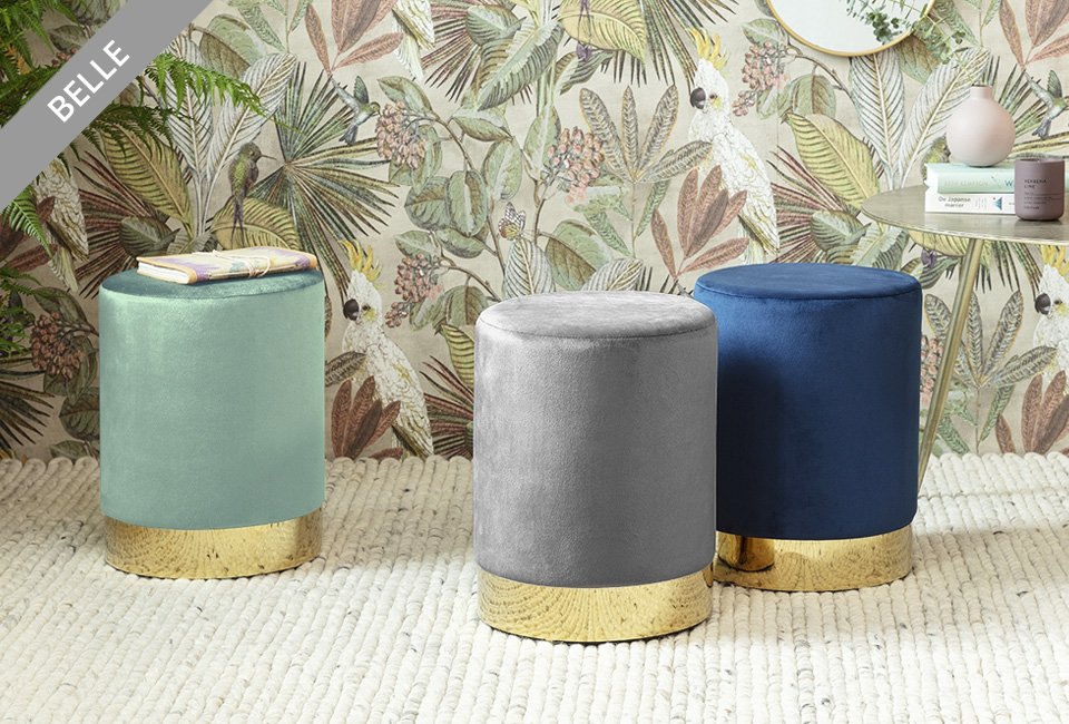 Élégant pouf en velours Lifa Living, en différentes tailles et couleurs