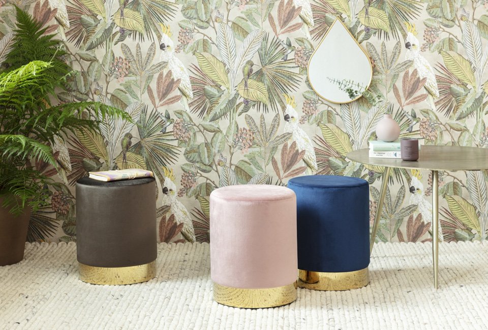 Élégant pouf en velours Lifa Living, en différentes tailles et couleurs