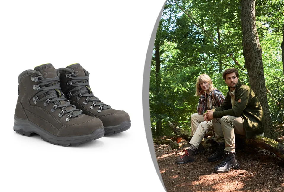 Stevige wandelschoenen met rubberen profielzool