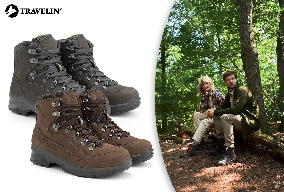 Stevige wandelschoenen met rubberen profielzool