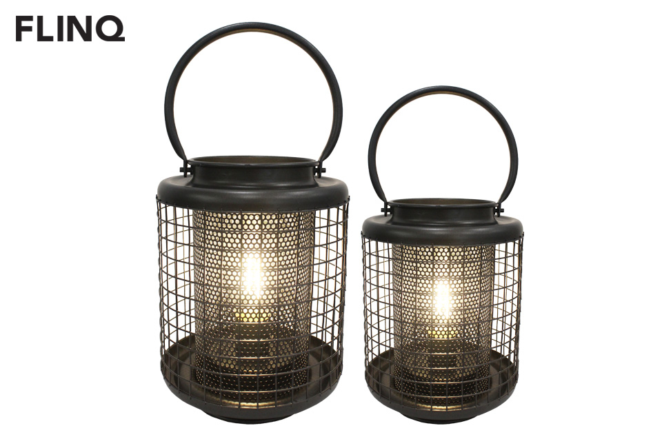 Set van 2 sfeervolle LED-lantaarns met timer