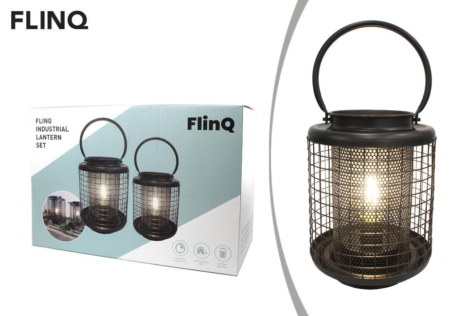 Set van 2 sfeervolle LED-lantaarns met timer