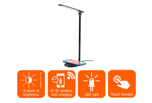Lampe de bureau LED multifonctionnelle, station de rechargement sans fil incluse — 2
