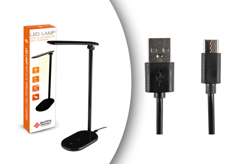 Lampe de bureau LED multifonctionnelle, station de rechargement sans fil incluse