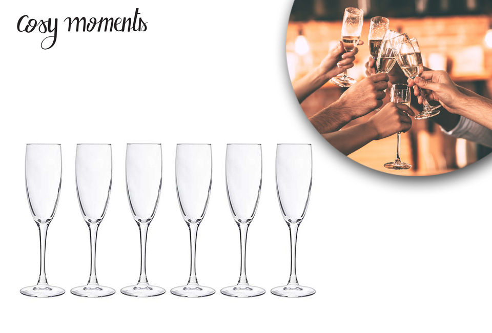 Set van 6 champagne-, wijn- of waterglazen
