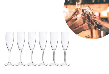 Set van 6 champagne-, wijn- of waterglazen