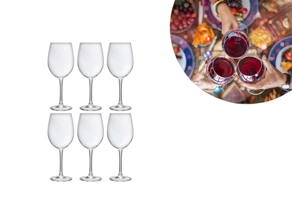 Set van 6 champagne-, wijn- of waterglazen
