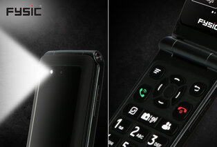 Eenvoudige mobiele klaptelefoon met SOS-noodknop van Fysic — 4