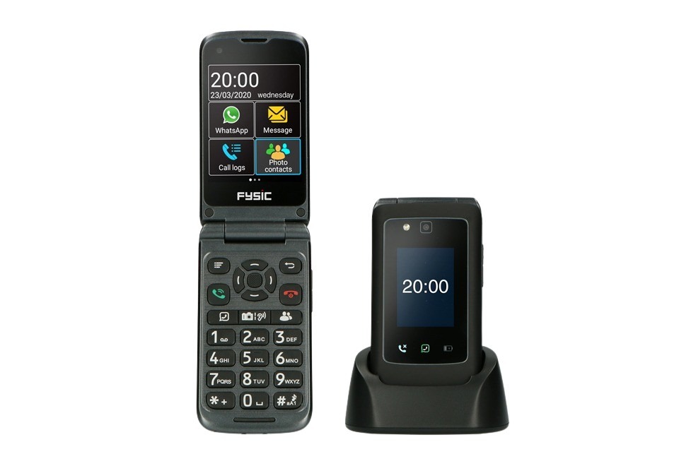 Eenvoudige mobiele klaptelefoon met SOS-noodknop van Fysic