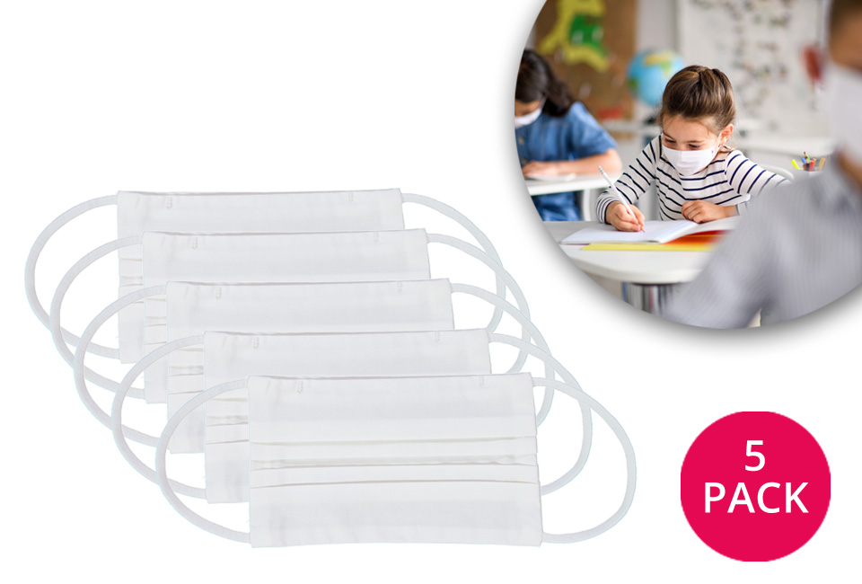 Set van 5 herbruikbare mondmaskers voor kinderen