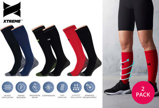 Two pairs of compression socks for men and women