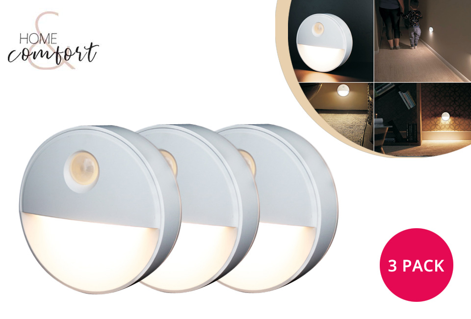 Set de 3 veilleuses LED avec détecteur de mouvement