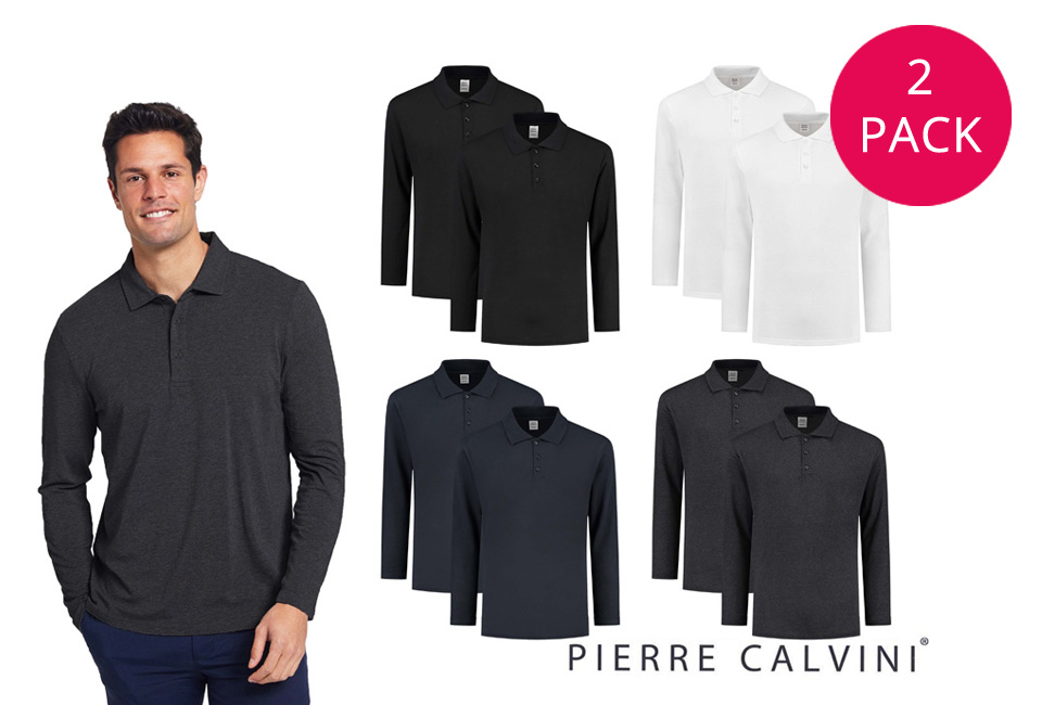 Set van 2 Pierre Calvini polo's met lange mouwen