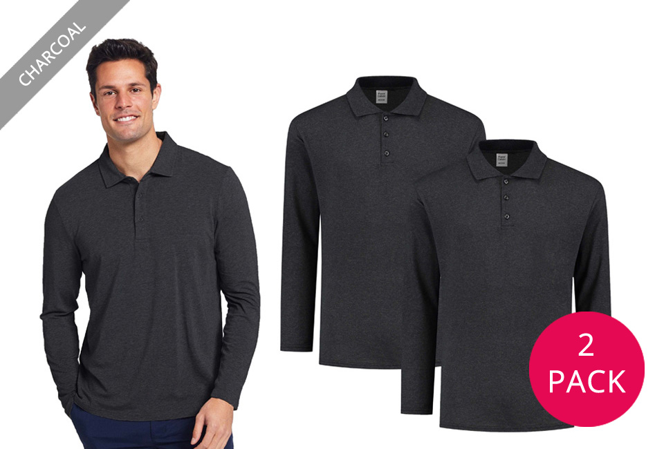 Set van 2 Pierre Calvini polo's met lange mouwen