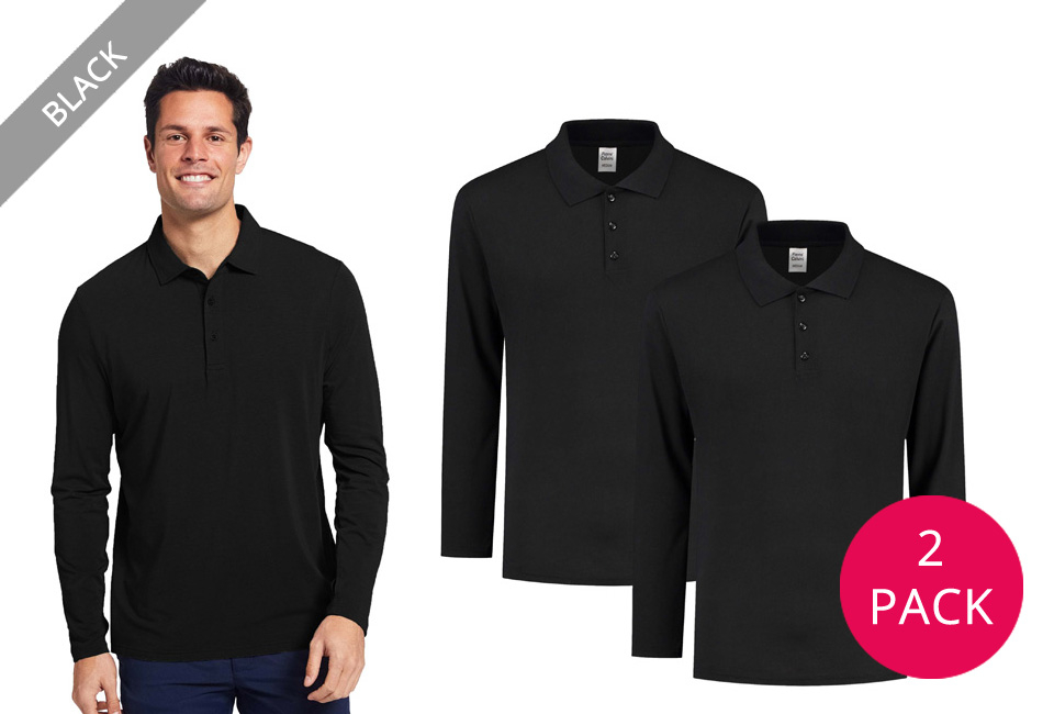 Set van 2 Pierre Calvini polo's met lange mouwen
