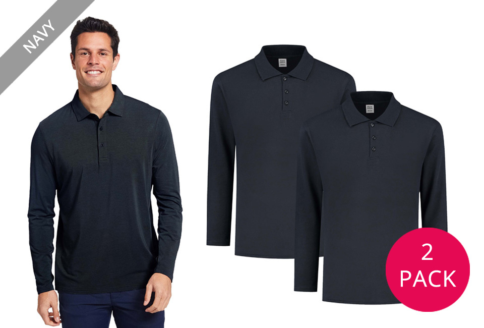 Set van 2 Pierre Calvini polo's met lange mouwen